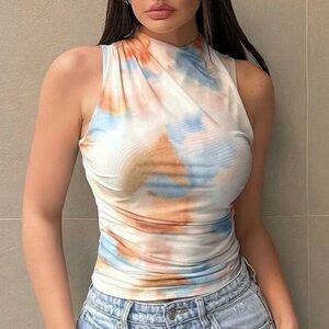 SHEIN Multicolor Tie-Dye Crop Top